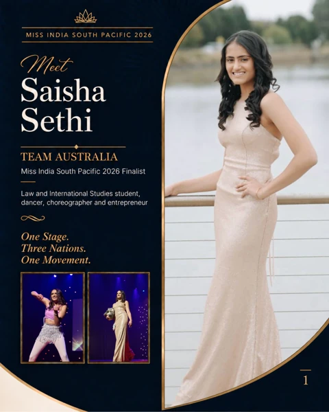 Saisha Sethi, Team Australia, official contestant profile cover